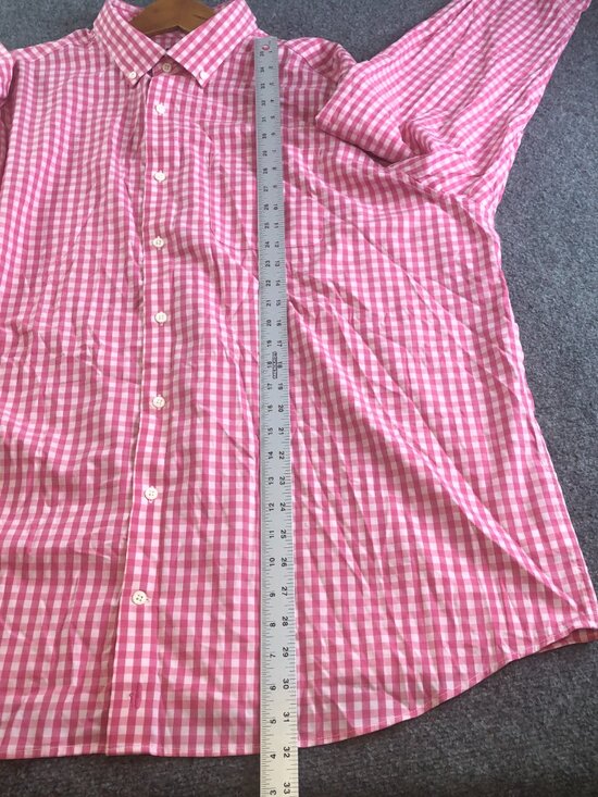 Johnnie-O Mens Performance Shirt Men XXL Pink Check Gingham Stretch Button - Picture 5 of 10